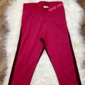 NIKE PRO fitness leggings running yoga pants M TOP Maroon Cranberry Red Pink